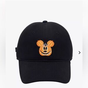 Black Cap with Orange Pumpkin Embroidery